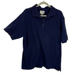 Vintage Weathered Dye Crossings Cotton Polo Short Sleeve Shirt size XL Navy Blue